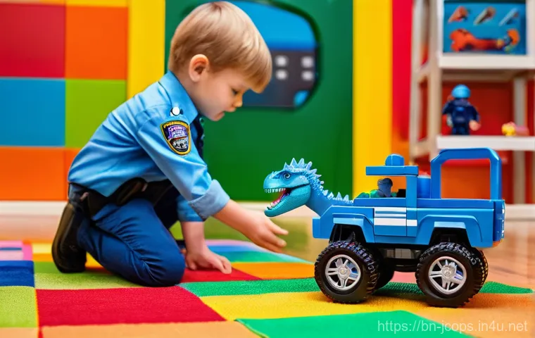 쥬라기캅스 관련 완구 정보 - Prompt 1: Heroic Action Figures in Imaginary Battle**